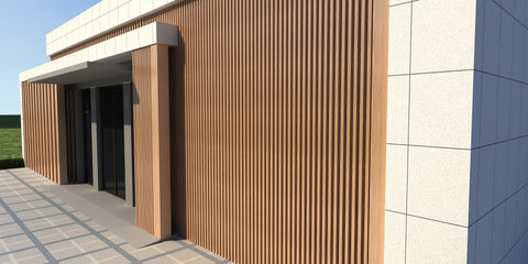 WPC Lambrin Premium Exterior. Color Teak Cepillado